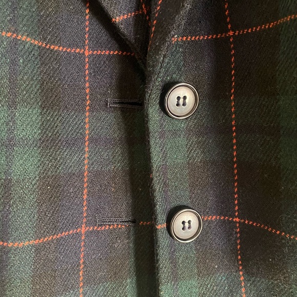 Vintage Sag Harbor Petite Green and Navy Blue Plaid Blazer - Picture 3 of 4
